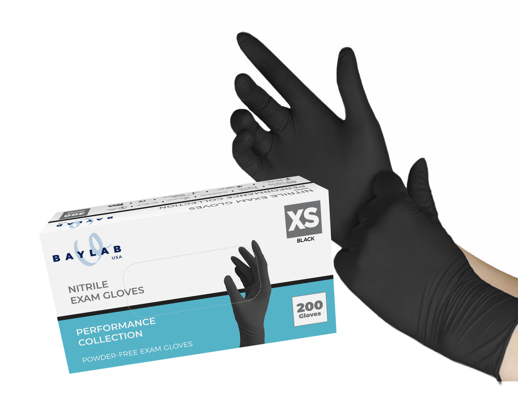 100% Nitrile Exam Gloves - Black